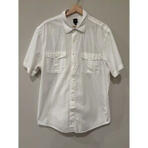 Gap Men’s White Button Down Casual 100 % Cotton Short Sleeve Shirt Size XL